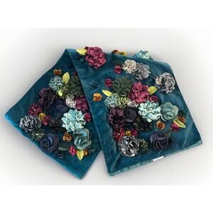 Z Gallerie "Posy" Cerulean Blue Floral Centerpiece Table Runner 70" x 14" $150
